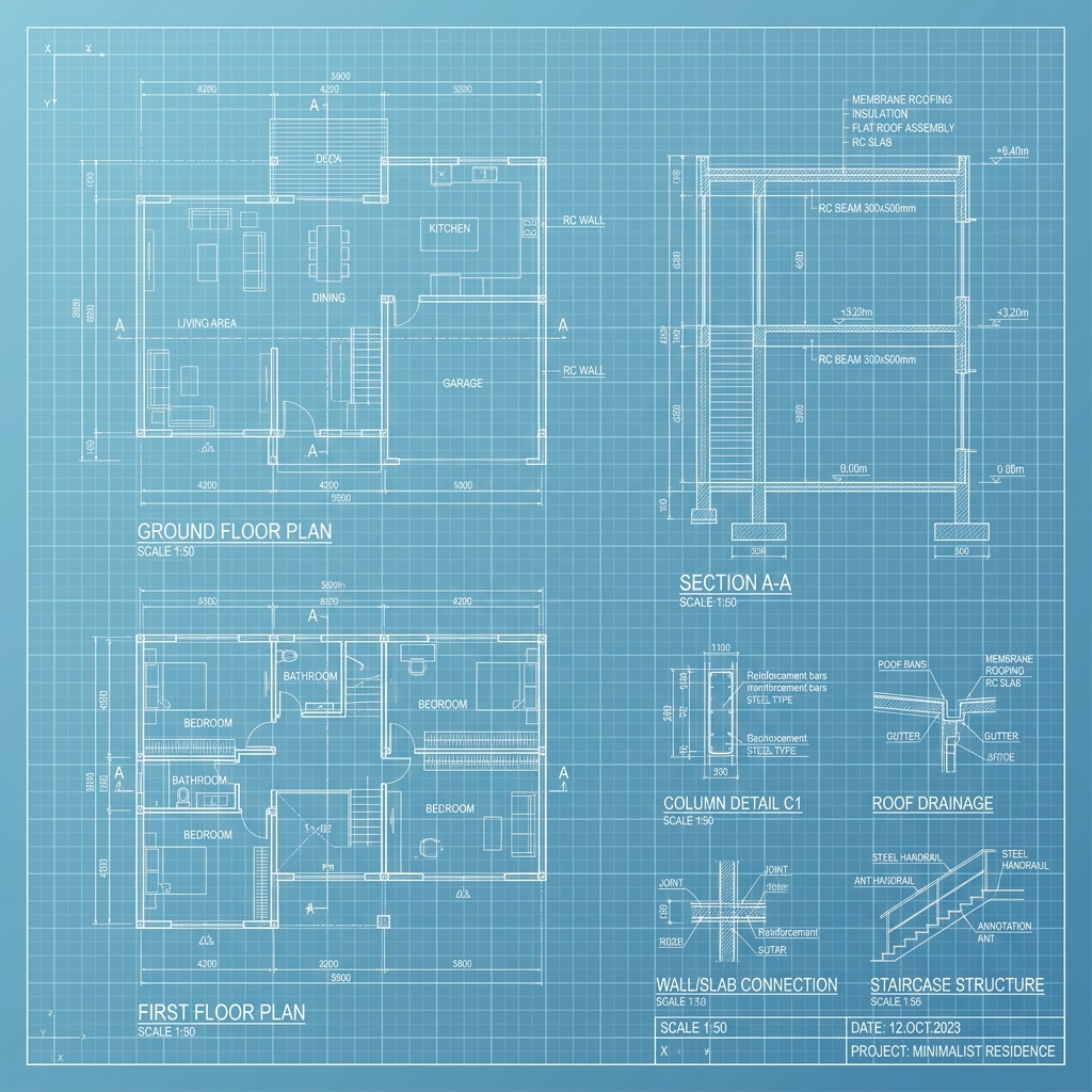 Architecture & Engineering Blueprint Sketch